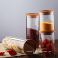 Beech Lid Borosilicate Glass Clear Airtight Canister